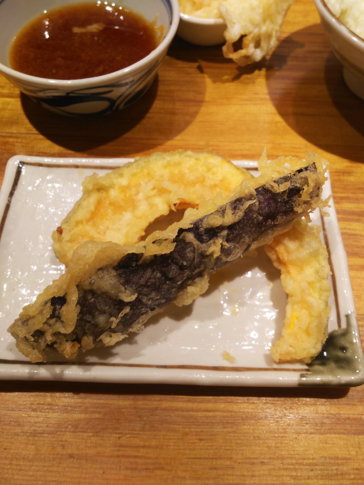 『天ぷらまきの梅田』のかぼちゃ、なす